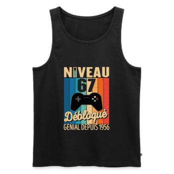 67 Ans 1956 Anniversaire Cadeau Citation Gamer - Débardeur bio Premium Homme - noir - Devant - Michal (187cm)