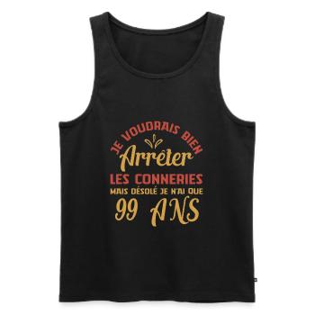 Je N'ai Que 99 Ans Anniversaire Cadeau Vintage Âge - Débardeur bio Premium Homme - noir - Devant - Michal (187cm)