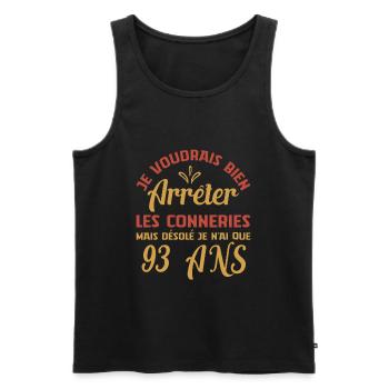 Je N'ai Que 93 Ans Anniversaire Cadeau Vintage Âge - Débardeur bio Premium Homme - noir - Devant - Michal (187cm)