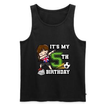 Football girl c’est mon drapeau de 5ème anniversaire - Débardeur bio Premium Homme - noir - Devant - AI Model Male 178 light (178cm)