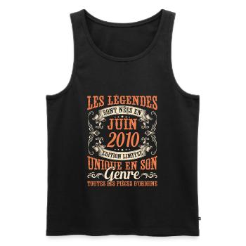 Juin 2010 Anniversaire Idée Cadeau Vintage Légende - Débardeur bio Premium Homme - noir - Devant - Michal (187cm)