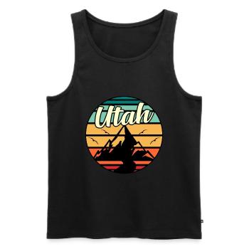 Cadeau d’aventure en Utah - Débardeur bio Premium Homme - noir - Devant - AI Model Male 178 light (178cm)