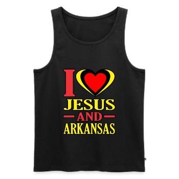 Love Jesus Arkansas Gift - Men's Premium Organic Tank Top - black - Front - AI Model Male 178 light (178cm)