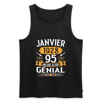 Janvier 1928 95 Ans Anniversaire Vintage Cadeau - Débardeur bio Premium Homme - noir - Devant - Michal (187cm)