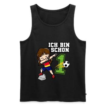 Football Girl I'm already 1 birthday - Men's Premium Organic Tank Top - black - Front - AI Model Male 178 light (178cm)