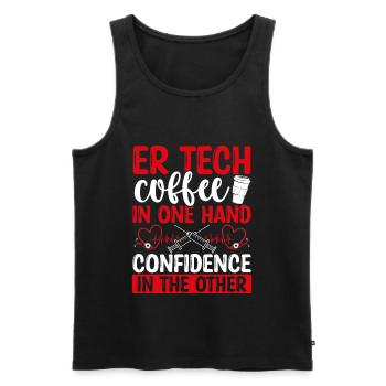 Emergency Room Nurse Coffee ER TECh ER Nursing - Men's Premium Organic Tank Top - black - Front - Michal (187cm)