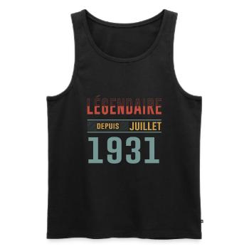 Légendaire Depuis Juillet 1931 Anniversaire Cadeau - Débardeur bio Premium Homme - noir - Devant - AI Model Male 178 light (178cm)