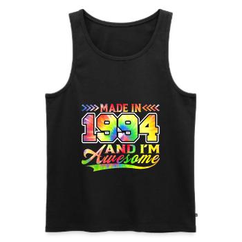 Fabriqué en 1994 et je suis génial Tie Dye coloré - Débardeur bio Premium Homme - noir - Devant - Michal (187cm)