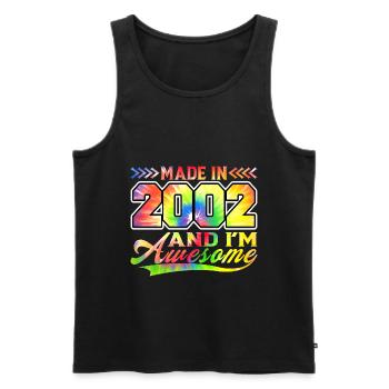 Fabriqué en 2002 et je suis génial Tie Dye coloré - Débardeur bio Premium Homme - noir - Devant - Michal (187cm)