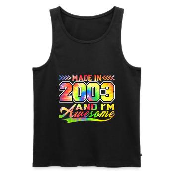 Fabriqué en 2003 et je suis génial Tie Dye coloré - Débardeur bio Premium Homme - noir - Devant - Michal (187cm)