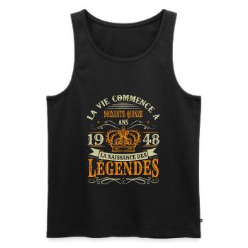 75 Ans 1948 Joyeux Anniversaire Vintage Perfection - Débardeur bio Premium Homme - noir - Devant - Michal (187cm)