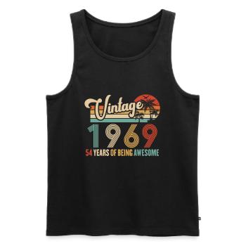 Vintage Year 1969 Anniversary 54 Years Gift Idea - Men's Premium Organic Tank Top - black - Front - Michal (187cm)
