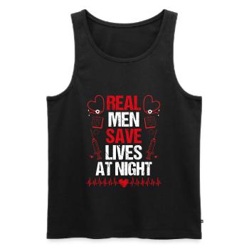 Service médical d’urgence Les hommes sauvent la nuit Infirmière aux urgences - Débardeur bio Premium Homme - noir - Devant - Michal (187cm)