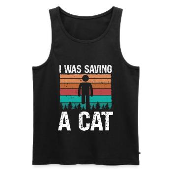 Amputated Leg Survivor saving a Cat Leg Amputee - Men's Premium Organic Tank Top - black - Front - Michal (187cm)