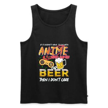 Anime Jeux Vidéo Bière Cadeau - Débardeur bio Premium Homme - noir - Devant - AI Model Male 178 light (178cm)