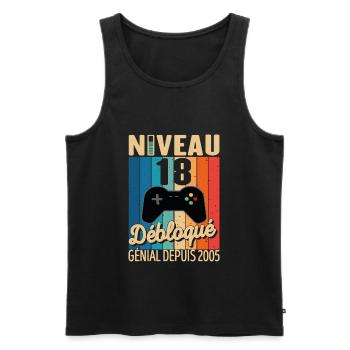 18 Ans 2005 Anniversaire Cadeau Citation Gamer - Débardeur bio Premium Homme - noir - Devant - Michal (187cm)