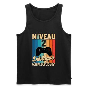 2 Ans 2021 Anniversaire Cadeau Citation Gamer - Débardeur bio Premium Homme - noir - Devant - Michal (187cm)
