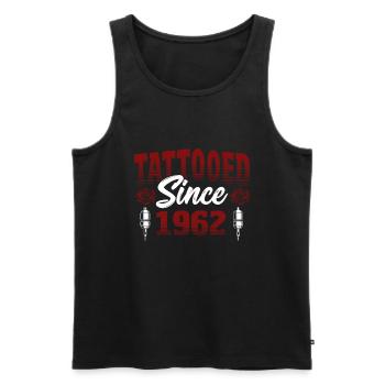 Tattooed Since 1962 Red Rose Theme Tattoo Ink - Men's Premium Organic Tank Top - black - Front - AI Model Male 178 light (178cm)