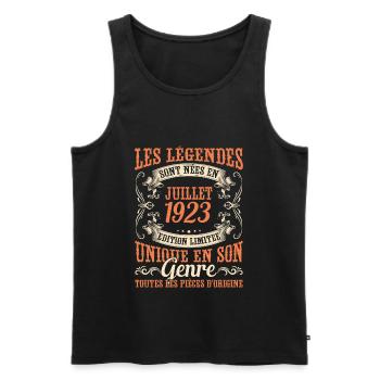 Juillet 1923 Anniversaire Idée Cadeau Vintage - Débardeur bio Premium Homme - noir - Devant - Michal (187cm)