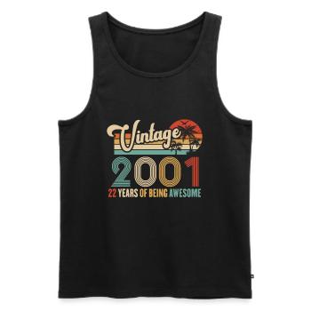 Vintage Année 2001 Anniversaire 22 Ans Idée Cadeau - Débardeur bio Premium Homme - noir - Devant - Michal (187cm)