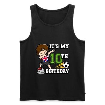 Soccer Boy C’est mon drapeau de 10e anniversaire - Débardeur bio Premium Homme - noir - Devant - AI Model Male 178 light (178cm)