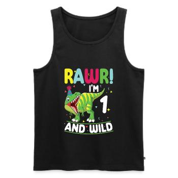 Dinosaurier 1 Jahre Alt 1. Geburtstag Party - Männer Premium Bio Tank Top - Schwarz - Vorne - Michal (187cm)