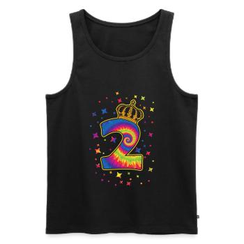 Tie-dye 2ème fête d’anniversaire 2 ans - Débardeur bio Premium Homme - noir - Devant - AI Model Male 178 light (178cm)