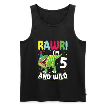 Dinosaurier 5 Jahre Alt 5. Geburtstag Party - Männer Premium Bio Tank Top - Schwarz - Vorne - AI Model Male 178 light (178cm)