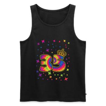 Tie-dye fête d’anniversaire 35 ans 35 ans - Débardeur bio Premium Homme - noir - Devant - AI Model Male 178 light (178cm)