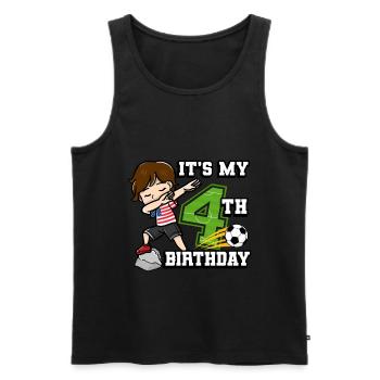 Fußballer Junge Ich bin schon 4th Geburtstag - Männer Premium Bio Tank Top - Schwarz - Vorne - Michal (187cm)