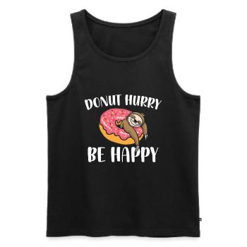 Donut Hurry Be Happy Sloth Lover | Donut Lover - Men's Premium Organic Tank Top - black - Front - AI Model Male 178 light (178cm)