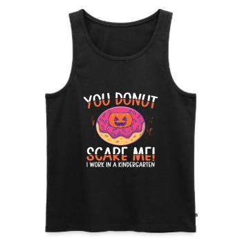 She Donut Scare Me Kindergarten travail | Beignet - Débardeur bio Premium Homme - noir - Devant - AI Model Male 178 light (178cm)