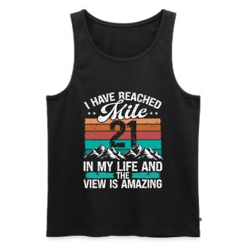 21 Year Old Hiker Mountains Hiking 21 Birthday - Männer Premium Bio Tank Top - Schwarz - Vorne - Michal (187cm)