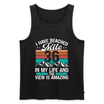 36 Year Old Hiker Mountains Hiking 36 Birthday - Männer Premium Bio Tank Top - Schwarz - Vorne - AI Model Male 178 light (178cm)