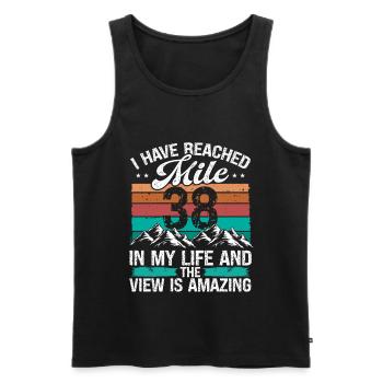 38 Year Old Hiker Mountains Hiking 38 Birthday - Männer Premium Bio Tank Top - Schwarz - Vorne - Michal (187cm)