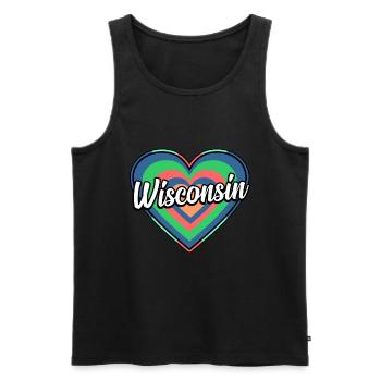Colorful heart gift of Wisconsin - Men's Premium Organic Tank Top - black - Front - AI Model Male 178 light (178cm)