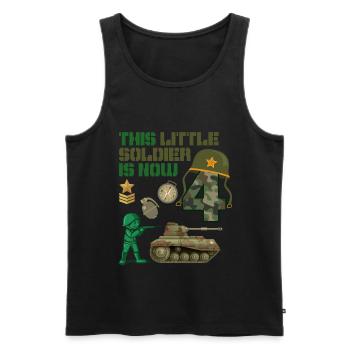 Ce petit soldat est maintenant 4 Army Tank 4. - Débardeur bio Premium Homme - noir - Devant - AI Model Male 178 light (178cm)