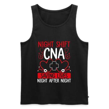 Night Shift CNA Night Worker Nursing Assistant - Men's Premium Organic Tank Top - black - Front - AI Model Male 178 light (178cm)