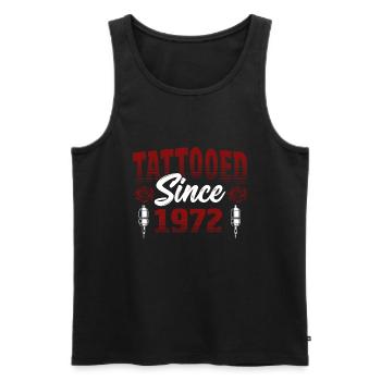 Tattooed Since 1972 Red Rose Theme Tattoo Ink - Men's Premium Organic Tank Top - black - Front - AI Model Male 178 light (178cm)