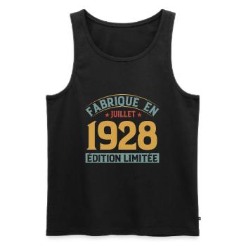 Fabriqué En Juillet 1928 Anniversaire Vintage 1928 - Débardeur bio Premium Homme - noir - Devant - AI Model Male 178 light (178cm)