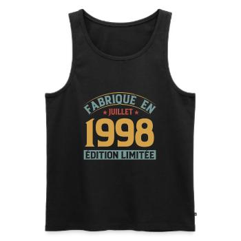 Fabriqué En Juillet 1998 Anniversaire Vintage 1998 - Débardeur bio Premium Homme - noir - Devant - Michal (187cm)