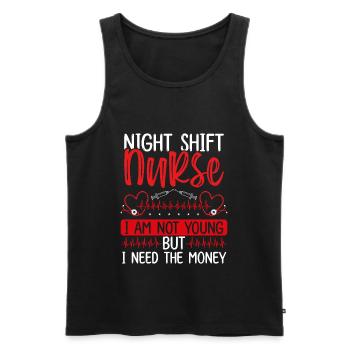 RN CNA Funny Night Shift Nurse Nursing - Men's Premium Organic Tank Top - black - Front - Michal (187cm)