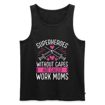Work Mom Superhero Nurse Funny RN CNA - Men's Premium Organic Tank Top - black - Front - AI Model Male 178 light (178cm)