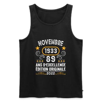 Novembre 1933 89 Ans Anniversaire Idée Cadeau - Débardeur bio Premium Homme - noir - Devant - Michal (187cm)