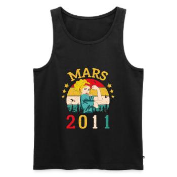 Mars 2011 Anniversaire Idée Cadeau Vintage 2011 - Débardeur bio Premium Homme - noir - Devant - Michal (187cm)