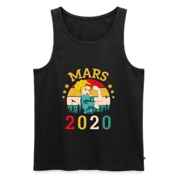 Mars 2020 Anniversaire Idée Cadeau Vintage 2020 - Débardeur bio Premium Homme - noir - Devant - Michal (187cm)