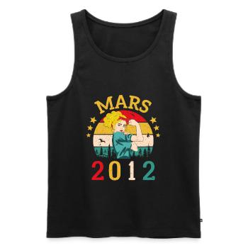 Mars 2012 Anniversaire Idée Cadeau Vintage 2012 - Débardeur bio Premium Homme - noir - Devant - Michal (187cm)