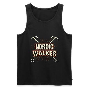 Nordic Walker Exercice Fitness Bâtons nordiques Nordic W - Débardeur bio Premium Homme - noir - Devant - AI Model Male 178 light (178cm)