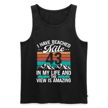 43 Year Old Hiker Mountains Hiking 43 Birthday - Männer Premium Bio Tank Top - Schwarz - Vorne - AI Model Male 178 light (178cm)