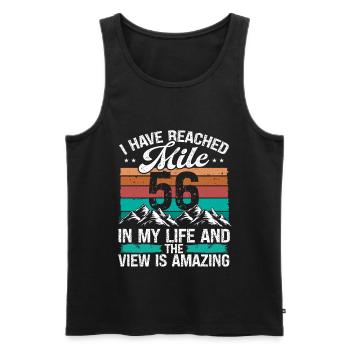 56 Year Old Hiker Mountains Hiking 56 Birthday - Männer Premium Bio Tank Top - Schwarz - Vorne - Michal (187cm)